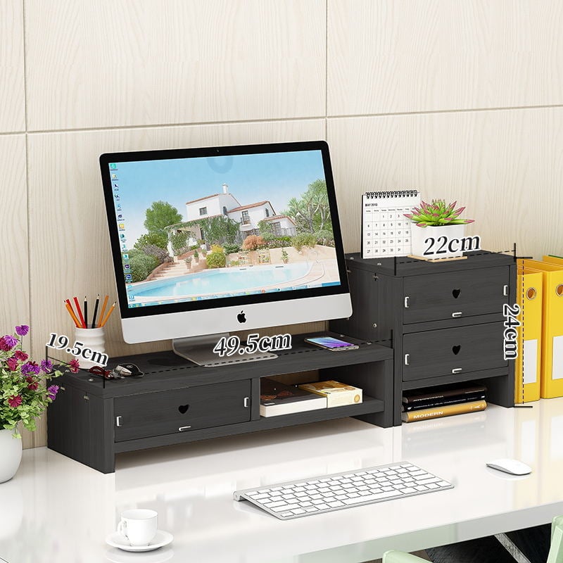 Βάση οθόνης υπολογιστή με 3 επίπεδα, ράφι αποθήκευσης γραφείου, υλικό: πλάκα, απαιτείται συναρμολόγηση, για γραφείο και σπίτι