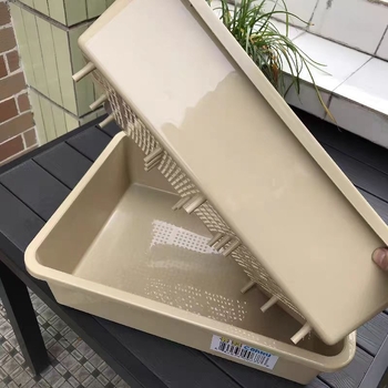 Кутия за котешки пясък, полузатворена, двуслойна, пластмасова, включена лопатка