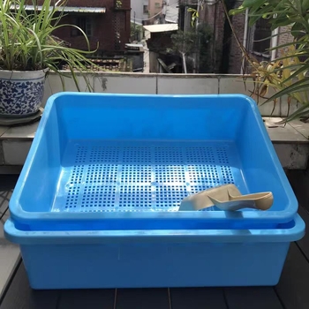 Кутия за котешки пясък, полузатворена, двуслойна, пластмасова, включена лопатка