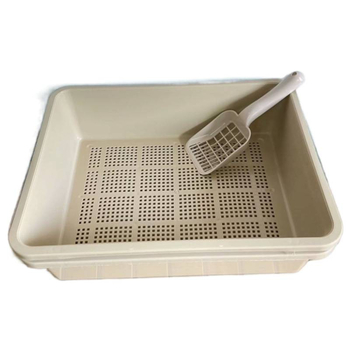 Кутия за котешки пясък, полузатворена, двуслойна, пластмасова, включена лопатка