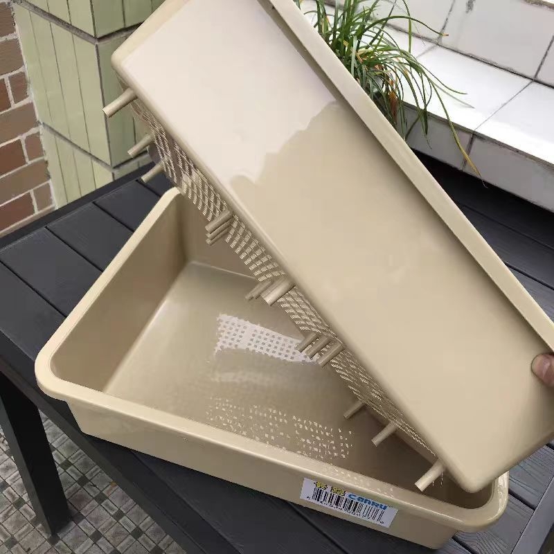 Кутия за котешки пясък, полузатворена, двуслойна, пластмасова, включена лопатка