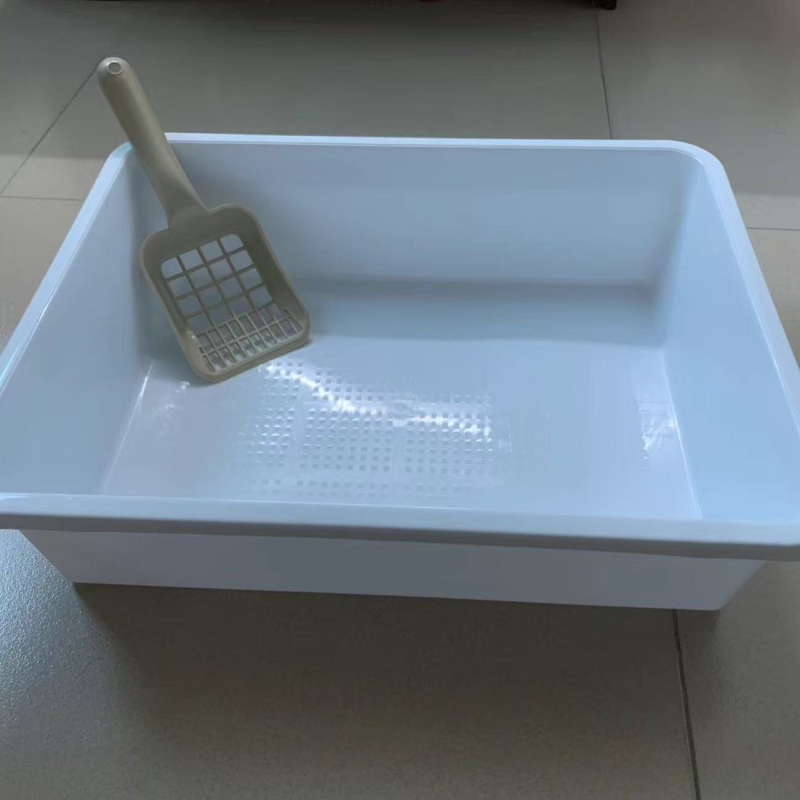 Кутия за котешки пясък, полузатворена, двуслойна, пластмасова, включена лопатка