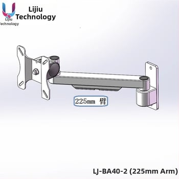 Industrijski integrirani držač zaslona i tipkovnice za 27-inčne monitore, aluminijska legura, rotirajući zidni nosač, nosivost 18 kg, model Lj-ba40