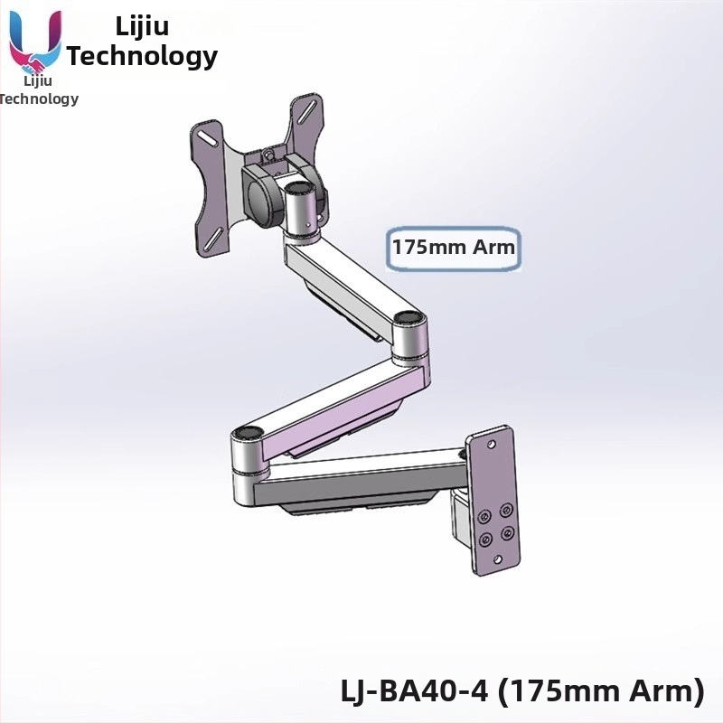 Industrijski integrirani držač zaslona i tipkovnice za 27-inčne monitore, aluminijska legura, rotirajući zidni nosač, nosivost 18 kg, model Lj-ba40