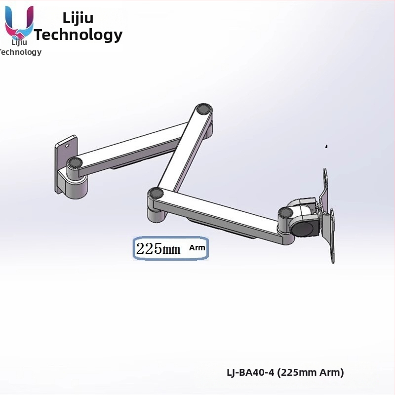 Industrijski integrirani držač zaslona i tipkovnice za 27-inčne monitore, aluminijska legura, rotirajući zidni nosač, nosivost 18 kg, model Lj-ba40