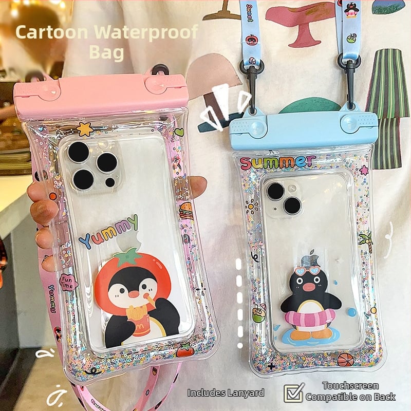 Vízálló telefontok dupla csatokkal és textilkötéllel – PVC zárt tok érintőképernyőhöz mobiltelefonokra (Kód Lh003)