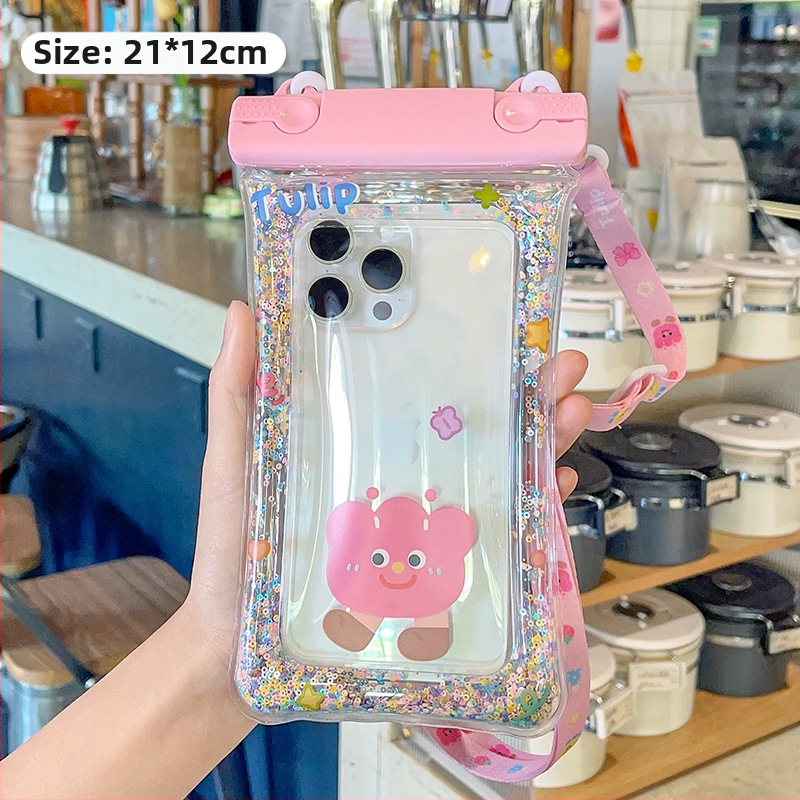 Vízálló telefontok dupla csatokkal és textilkötéllel – PVC zárt tok érintőképernyőhöz mobiltelefonokra (Kód Lh003)