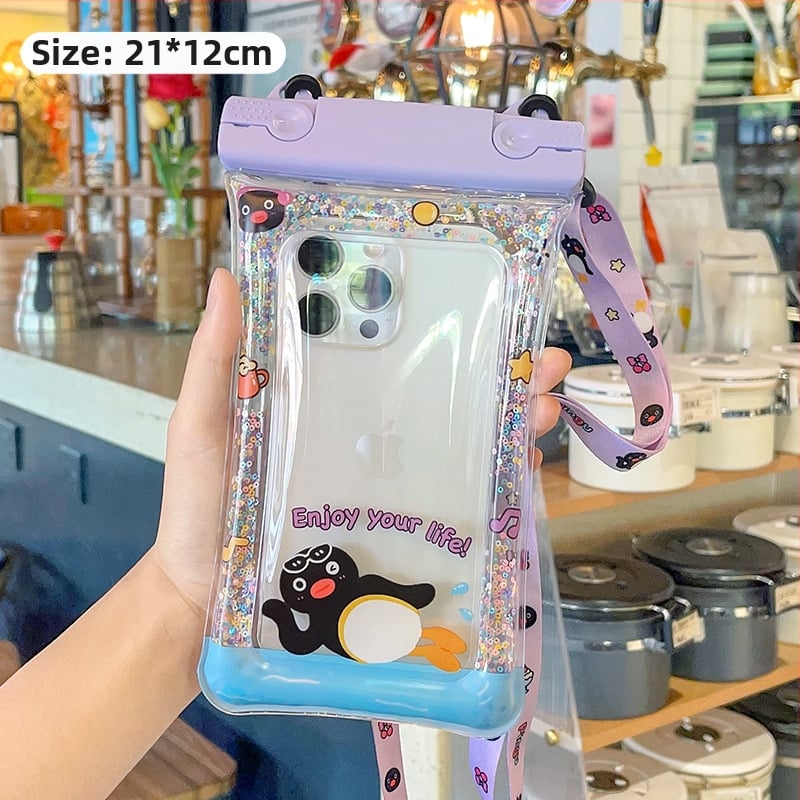 Vízálló telefontok dupla csatokkal és textilkötéllel – PVC zárt tok érintőképernyőhöz mobiltelefonokra (Kód Lh003)