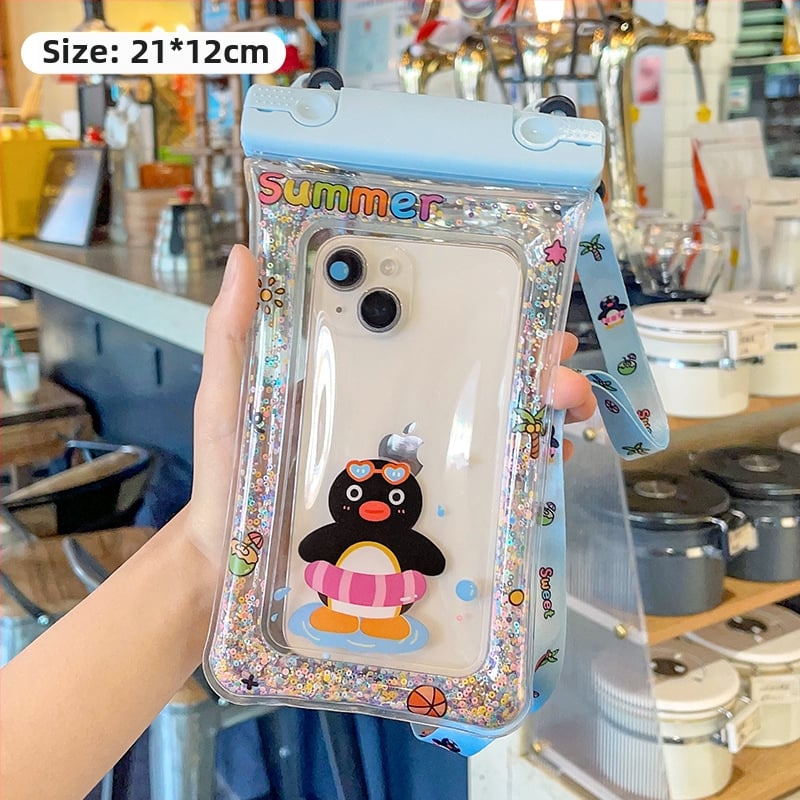 Vízálló telefontok dupla csatokkal és textilkötéllel – PVC zárt tok érintőképernyőhöz mobiltelefonokra (Kód Lh003)