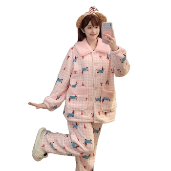 Set de pijamale din două piese, mâneci lungi, toamnă/iarnă, amestec poliester-spandex 95%+