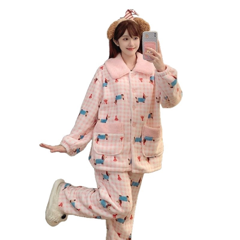 Set de pijamale din două piese, mâneci lungi, toamnă/iarnă, amestec poliester-spandex 95%+