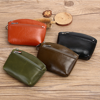 Portofel monedă din piele naturală, din piele de vită de prim strat, cu compartimente pentru monede, carduri și chei — stil urban