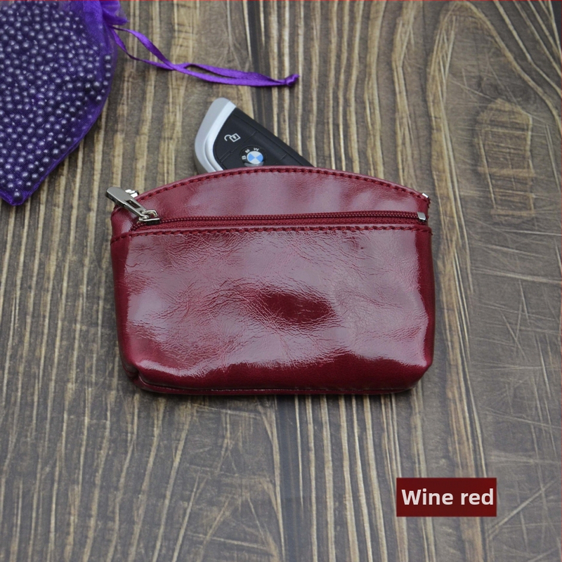 Portofel monedă din piele naturală, din piele de vită de prim strat, cu compartimente pentru monede, carduri și chei — stil urban