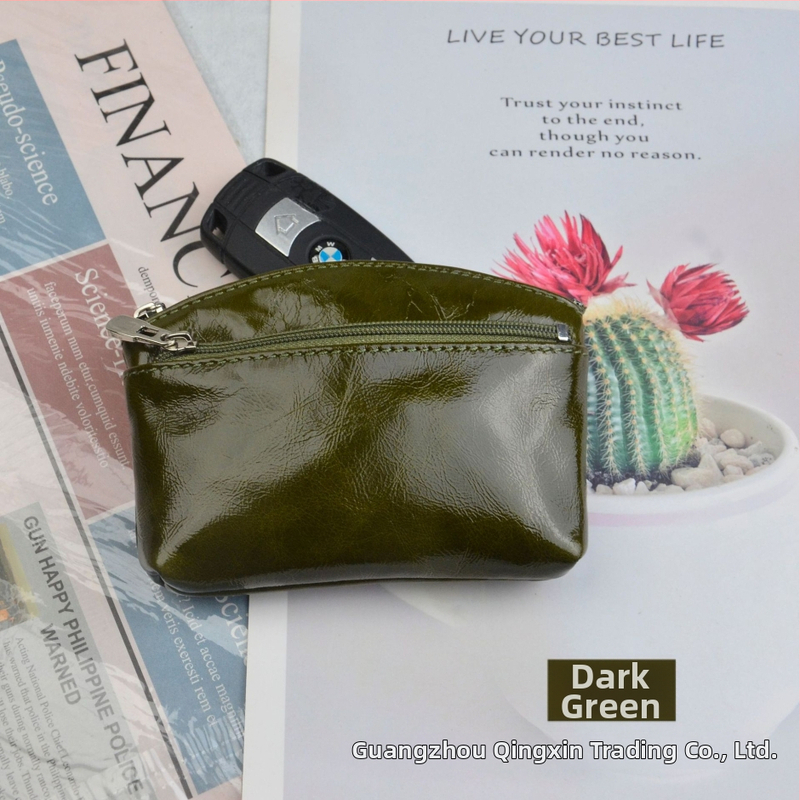 Portofel monedă din piele naturală, din piele de vită de prim strat, cu compartimente pentru monede, carduri și chei — stil urban