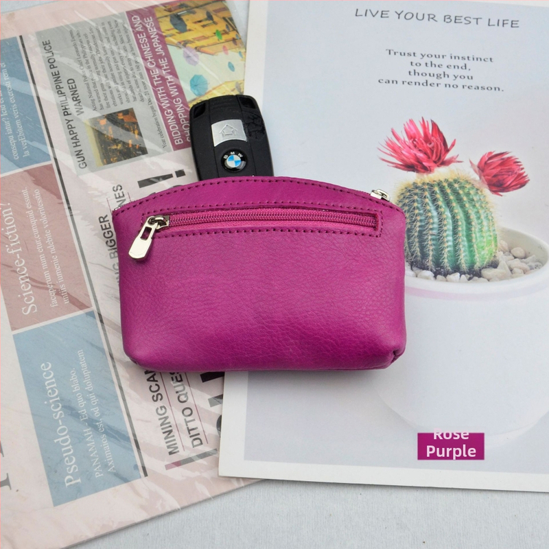 Portofel monedă din piele naturală, din piele de vită de prim strat, cu compartimente pentru monede, carduri și chei — stil urban