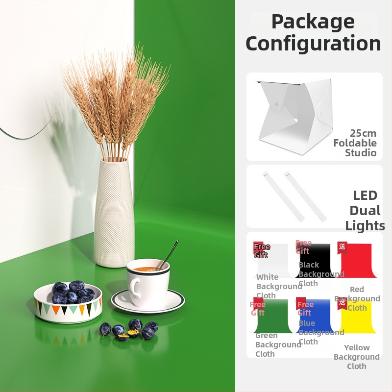 Štúdiová svetelná krabica, skladací dizajn, s panelom na pozadie pre fotografovanie šperkov