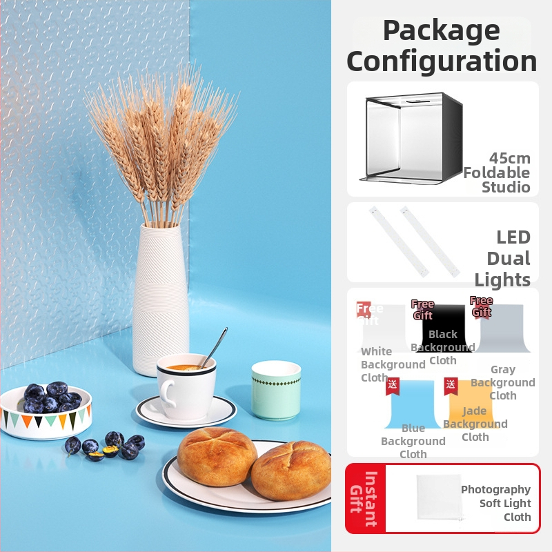Štúdiová svetelná krabica, skladací dizajn, s panelom na pozadie pre fotografovanie šperkov