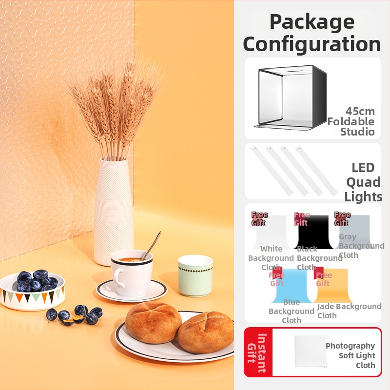 Štúdiová svetelná krabica, skladací dizajn, s panelom na pozadie pre fotografovanie šperkov