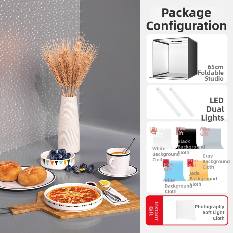 Štúdiová svetelná krabica, skladací dizajn, s panelom na pozadie pre fotografovanie šperkov