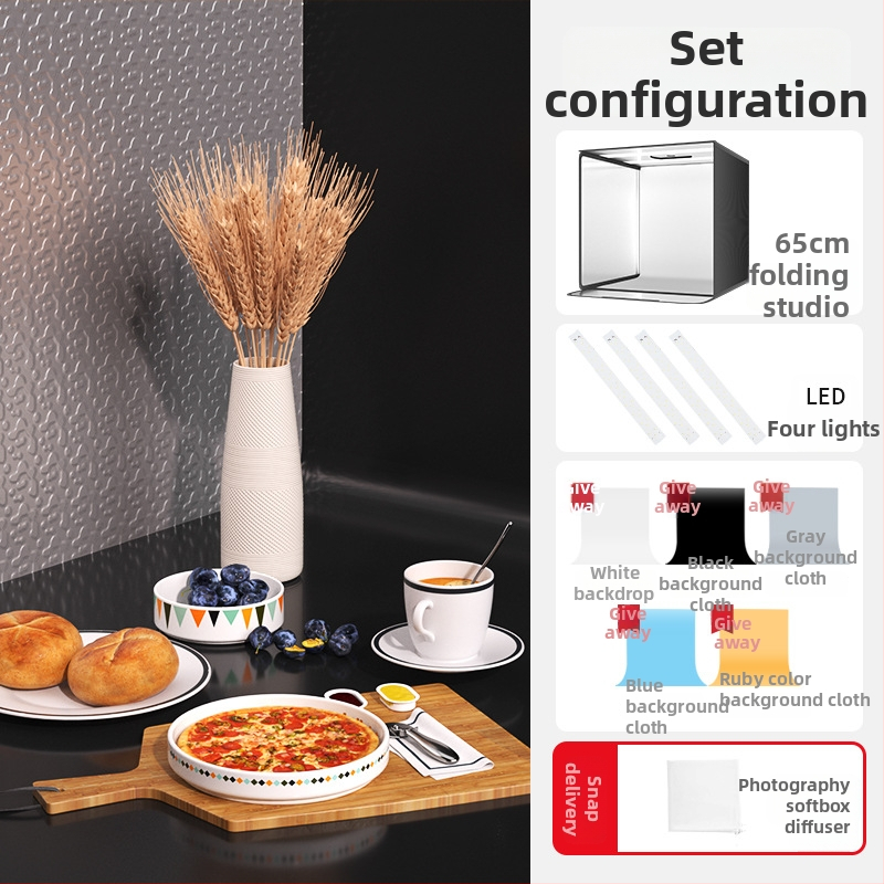 Štúdiová svetelná krabica, skladací dizajn, s panelom na pozadie pre fotografovanie šperkov