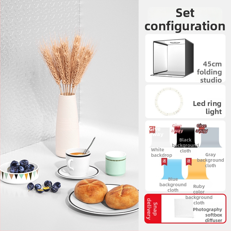 Štúdiová svetelná krabica, skladací dizajn, s panelom na pozadie pre fotografovanie šperkov