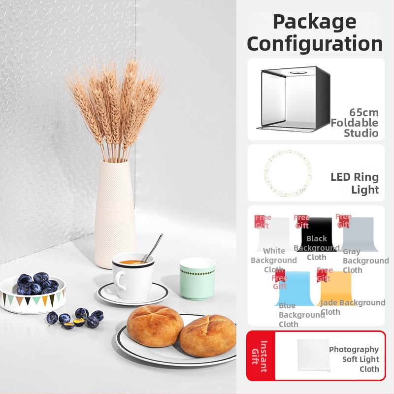 Štúdiová svetelná krabica, skladací dizajn, s panelom na pozadie pre fotografovanie šperkov