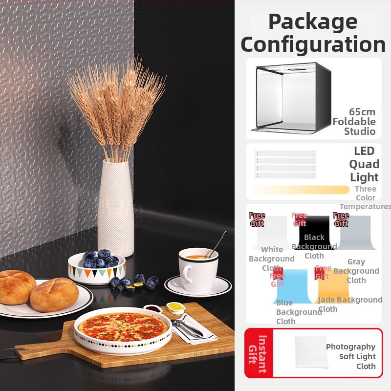 Štúdiová svetelná krabica, skladací dizajn, s panelom na pozadie pre fotografovanie šperkov