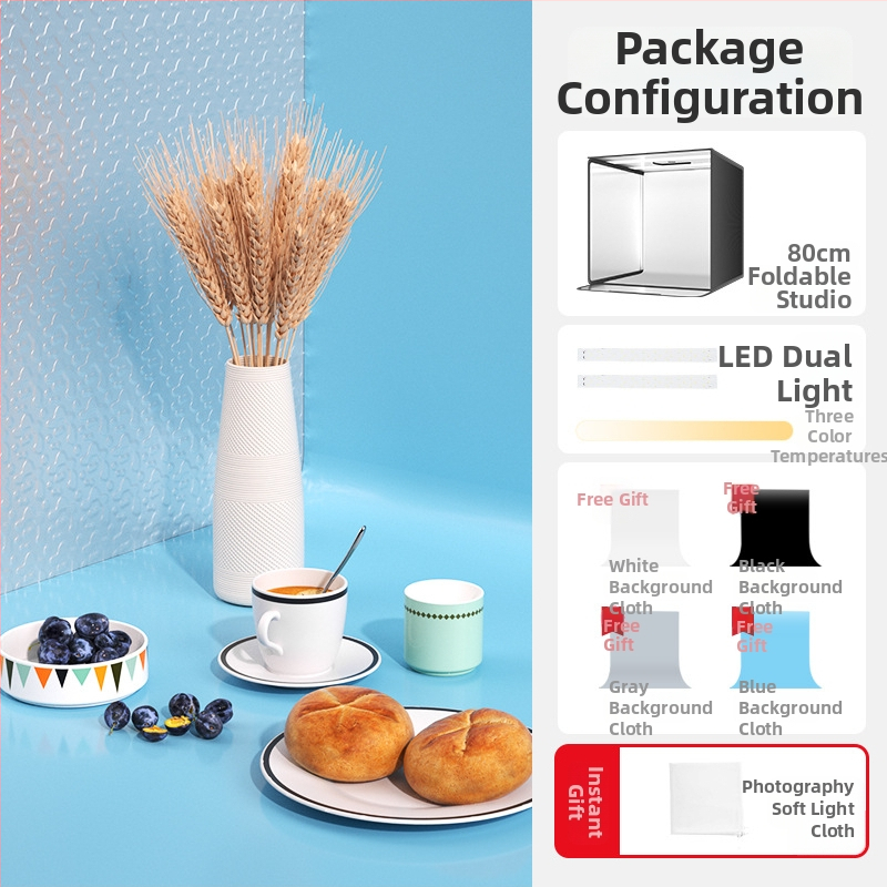 Štúdiová svetelná krabica, skladací dizajn, s panelom na pozadie pre fotografovanie šperkov
