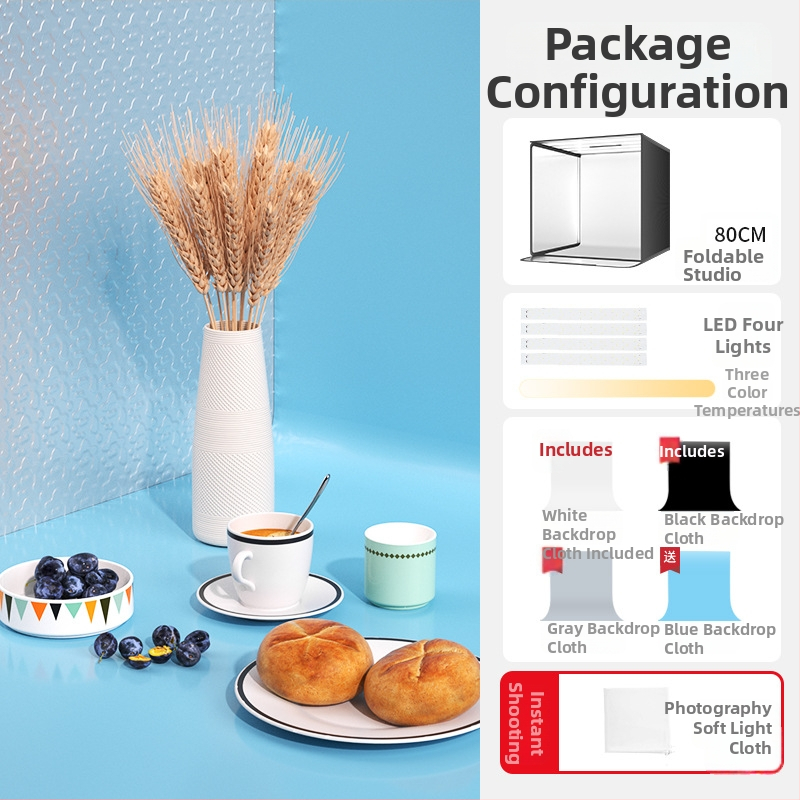 Štúdiová svetelná krabica, skladací dizajn, s panelom na pozadie pre fotografovanie šperkov