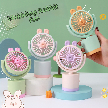 Ventilator de birou USB cu direcție reglabilă sus-jos | Baterie încorporată 300–500 mAh, 5V 5W, zgomot 45–50 dB, Încărcare USB, Viteză unică