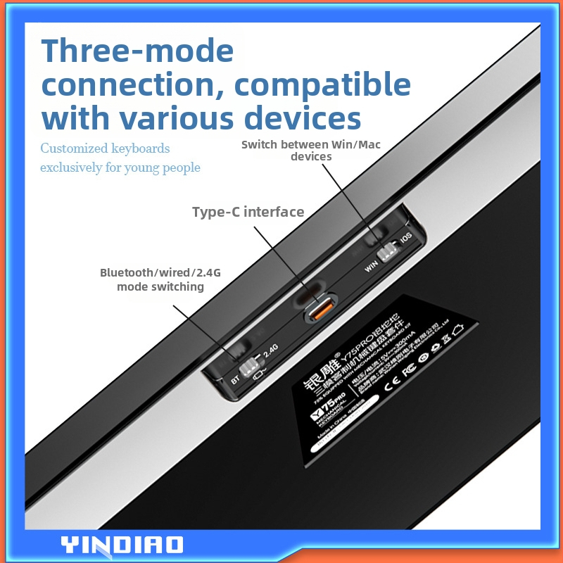 Mechanická klávesnica, 81 kláves, bezdrôtové tri režimy, telo z hliníkovej zliatiny, lineárne spínače.