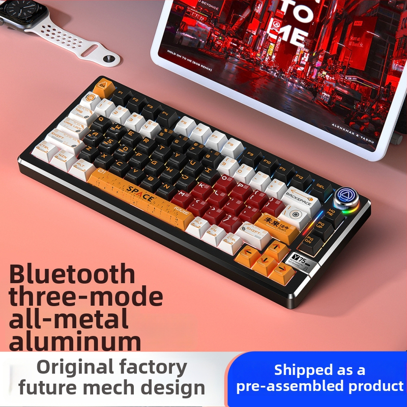 Mechanická klávesnica, 81 kláves, bezdrôtové tri režimy, telo z hliníkovej zliatiny, lineárne spínače.