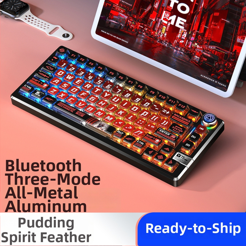 Mechanická klávesnica, 81 kláves, bezdrôtové tri režimy, telo z hliníkovej zliatiny, lineárne spínače.