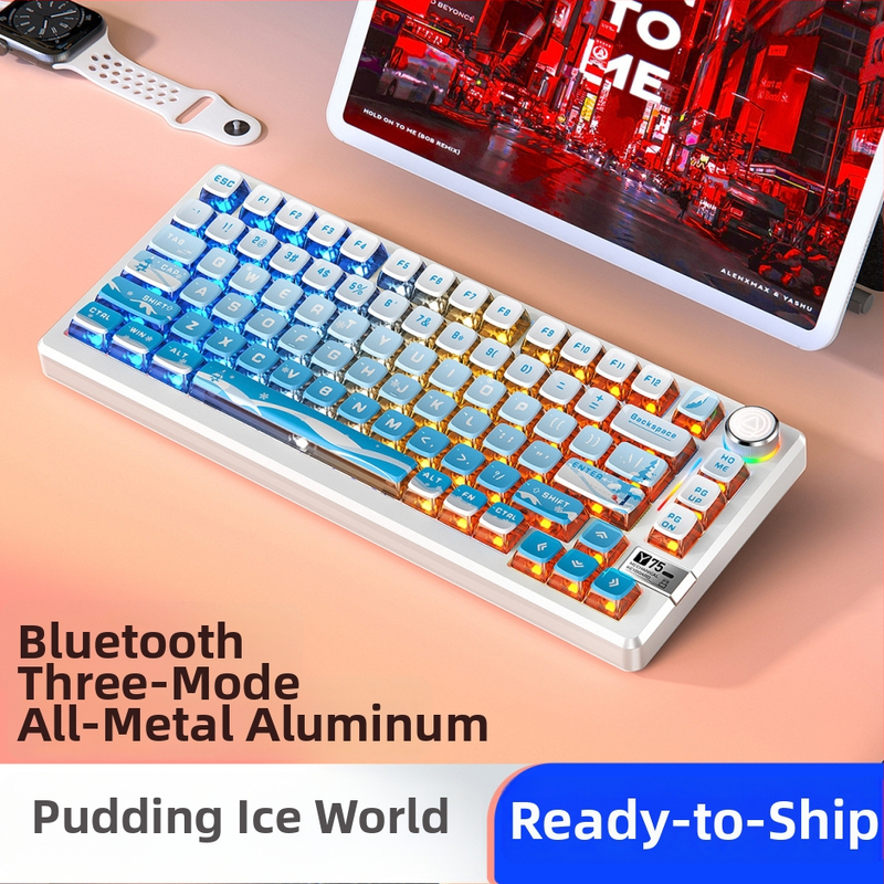 Mechanická klávesnica, 81 kláves, bezdrôtové tri režimy, telo z hliníkovej zliatiny, lineárne spínače.