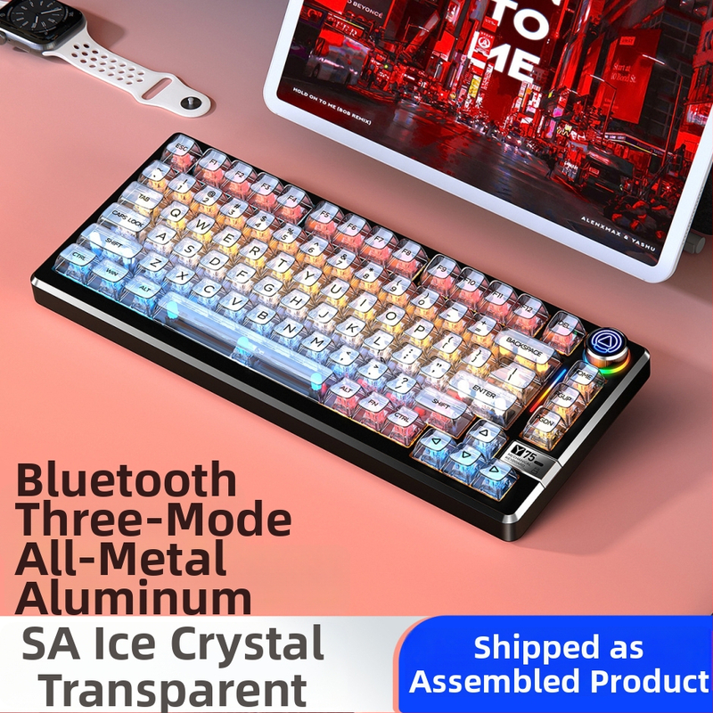 Mechanická klávesnica, 81 kláves, bezdrôtové tri režimy, telo z hliníkovej zliatiny, lineárne spínače.