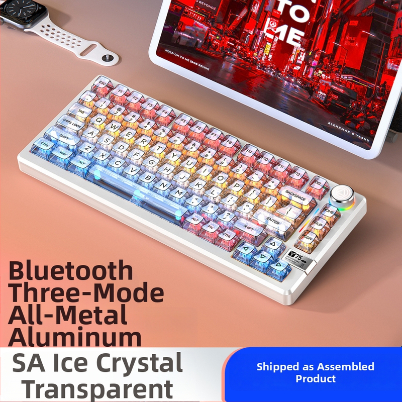 Mechanická klávesnica, 81 kláves, bezdrôtové tri režimy, telo z hliníkovej zliatiny, lineárne spínače.