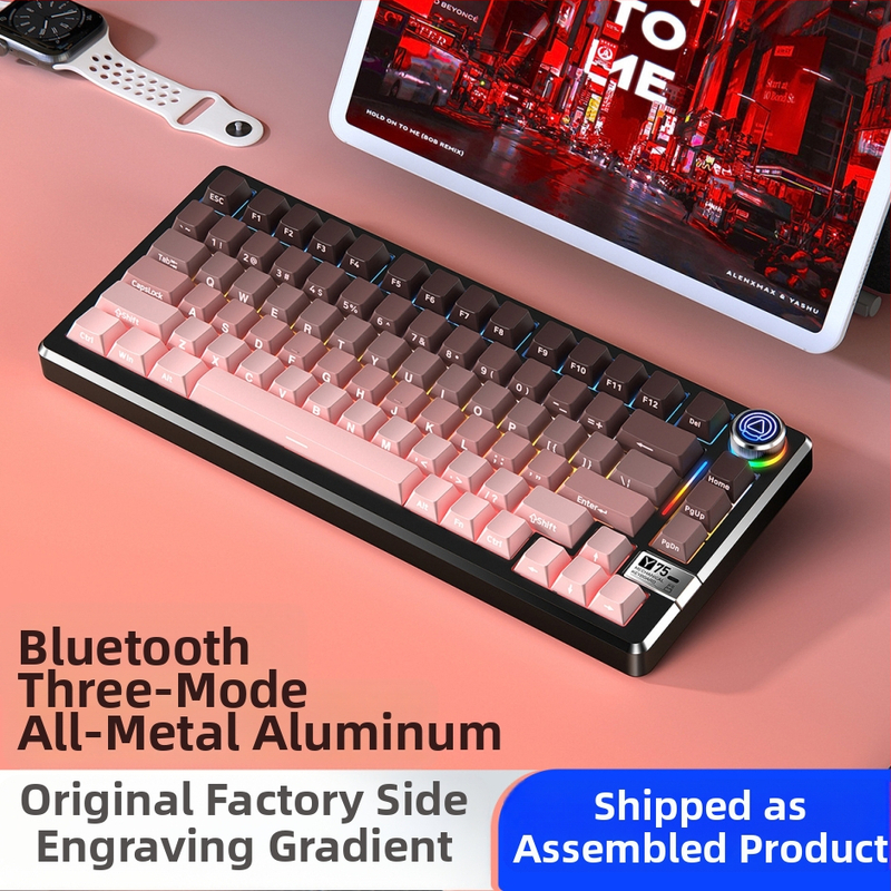 Mechanická klávesnica, 81 kláves, bezdrôtové tri režimy, telo z hliníkovej zliatiny, lineárne spínače.