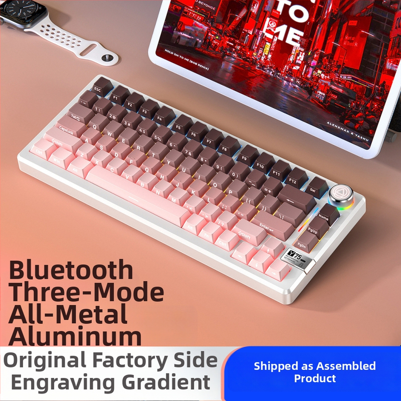 Mechanická klávesnica, 81 kláves, bezdrôtové tri režimy, telo z hliníkovej zliatiny, lineárne spínače.