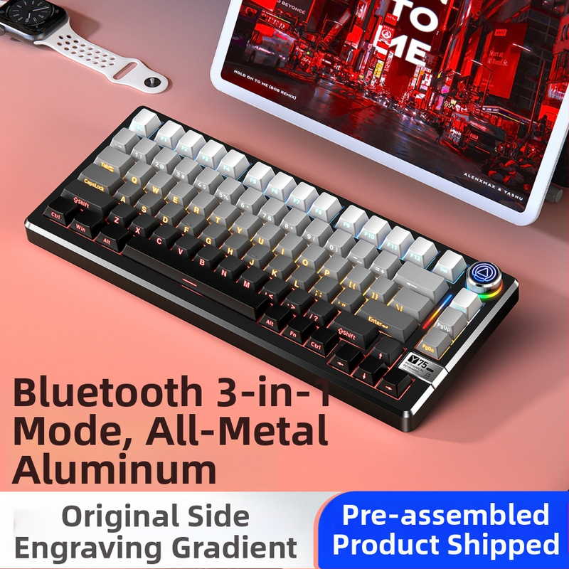 Mechanická klávesnica, 81 kláves, bezdrôtové tri režimy, telo z hliníkovej zliatiny, lineárne spínače.