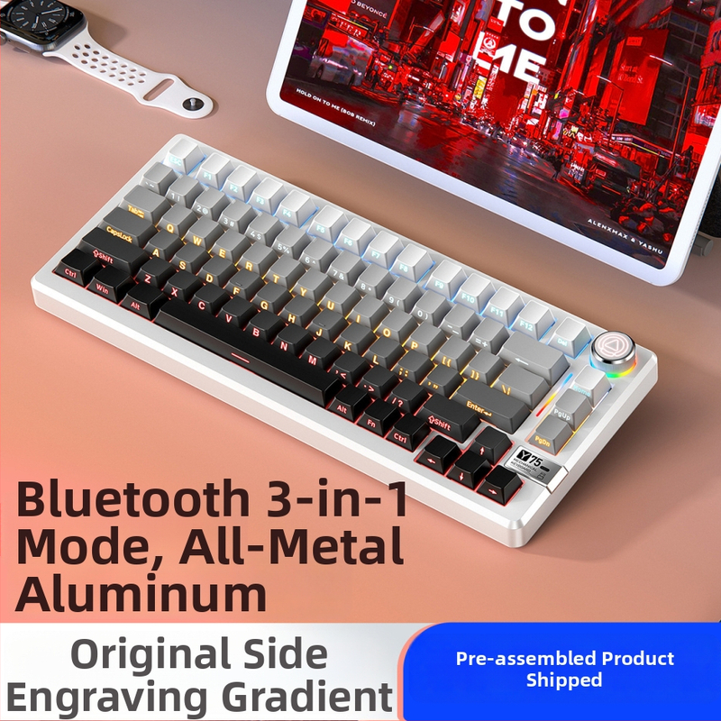 Mechanická klávesnica, 81 kláves, bezdrôtové tri režimy, telo z hliníkovej zliatiny, lineárne spínače.