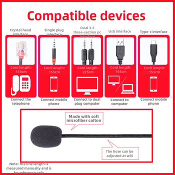 VT200 ενσύρματα ακουστικά τηλεφώνου με βύσμα 3,5 mm, καλώδιο 2 m, 28 mm διάμετρος ηχείου, ενσωματωμένος μικρόφωνος