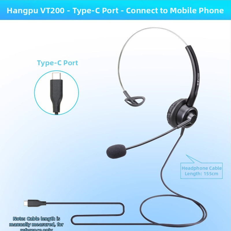 VT200 ενσύρματα ακουστικά τηλεφώνου με βύσμα 3,5 mm, καλώδιο 2 m, 28 mm διάμετρος ηχείου, ενσωματωμένος μικρόφωνος