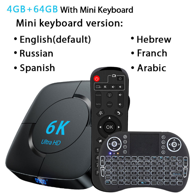 Android 14 TV Box, H616 procesors, 6K izvade, 4GB RAM, 64GB atmiņa