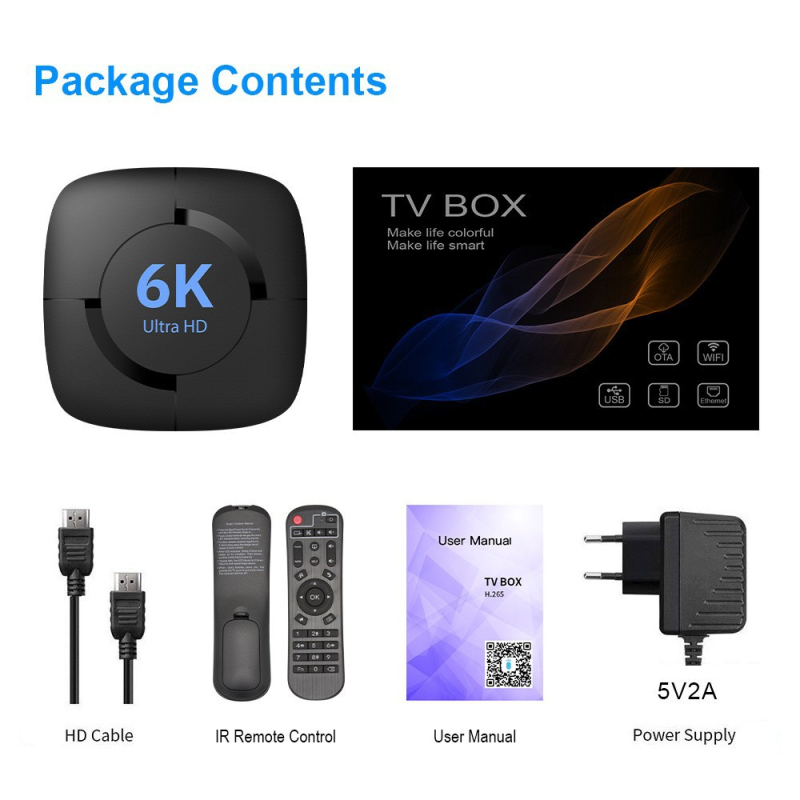 Android 14 TV Box, H616 procesors, 6K izvade, 4GB RAM, 64GB atmiņa