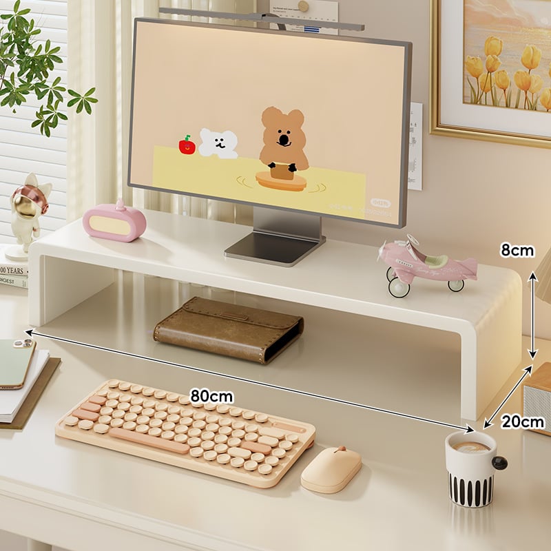 Мониторно повдигнато работно място с чекмедже, държач за лаптоп, повдигнат под за клавиатурата и ракла за съхранение с охлаждане — борово дърво, десктоп стил