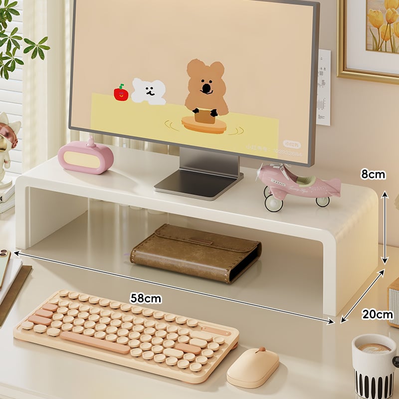 Мониторно повдигнато работно място с чекмедже, държач за лаптоп, повдигнат под за клавиатурата и ракла за съхранение с охлаждане — борово дърво, десктоп стил