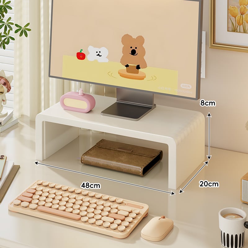 Мониторно повдигнато работно място с чекмедже, държач за лаптоп, повдигнат под за клавиатурата и ракла за съхранение с охлаждане — борово дърво, десктоп стил