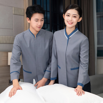 Uniformă de curățenie pentru hotel – Unisex, mâneci lungi, guler cu stand, iarnă, pantaloni, poliester elastan 90–95%