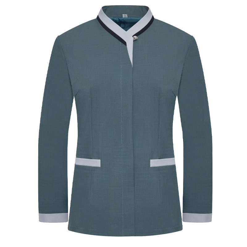 Uniformă de curățenie pentru hotel – Unisex, mâneci lungi, guler cu stand, iarnă, pantaloni, poliester elastan 90–95%