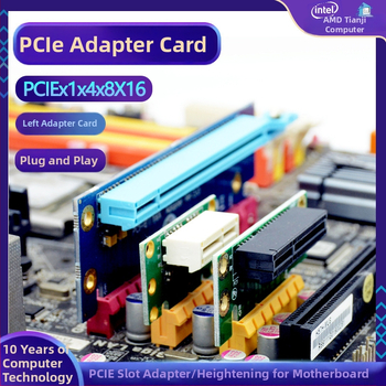 PCIe riadiaca karta pre zásuvy PCIe x1/x4/x8/x16 – ľavý adaptér pre základnú dosku, meďový jadro, model 01